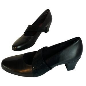 Munro American Black Leather Mary Jane Heels Women’s Size 8.5 N
